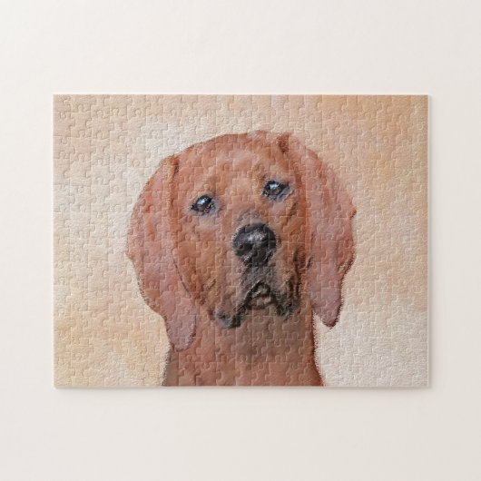 Redbone Coonhound-schildering - Kute Original Dog Legpuzzel (Horizontaal)