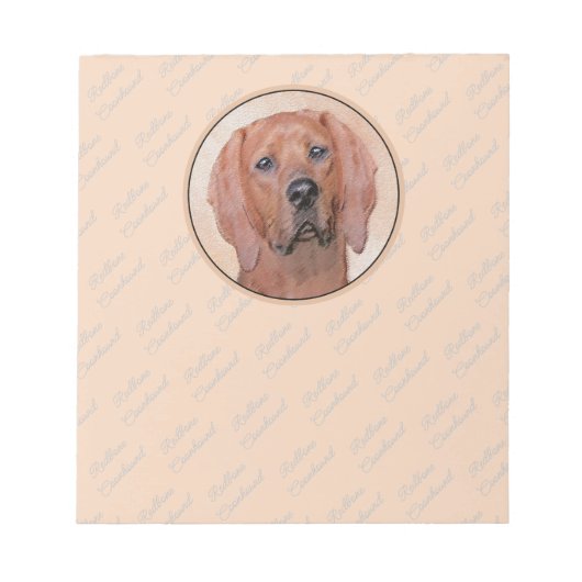Redbone Coonhound-schildering - Kute Original Dog  Notitieblok (Voorkant)