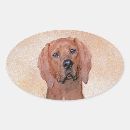 Redbone Coonhound-schildering - Kute Original Dog  Ovale Sticker (Voorkant)