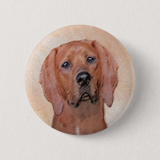 Redbone Coonhound-schildering - Kute Original Dog Ronde Button 5,7 Cm (Voorkant)