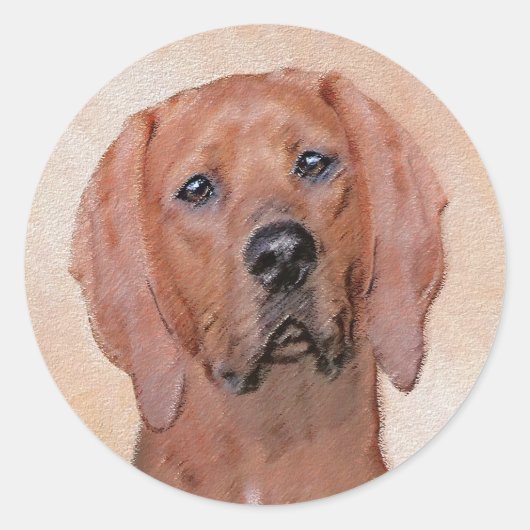 Redbone Coonhound-schildering - Kute Original Dog Ronde Sticker (Voorkant)