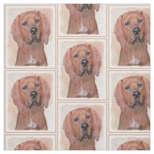 Redbone Coonhound-schildering - Kute Original Dog Stof (Swatch)