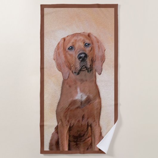 Redbone Coonhound-schildering - Kute Original Dog Strandlaken (Voorkant)