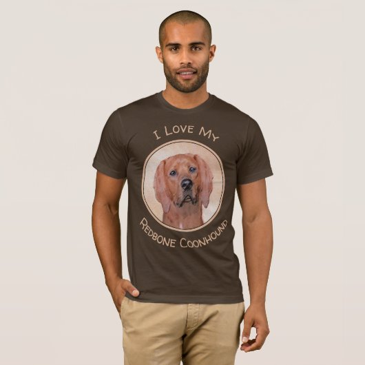 Redbone Coonhound-schildering - Kute Original Dog  T-shirt (Voorkant volledig)
