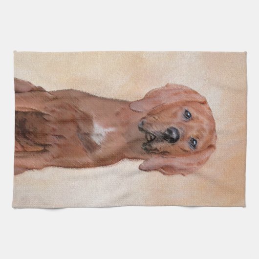 Redbone Coonhound-schildering - Kute Original Dog Theedoek (Horizontaal)