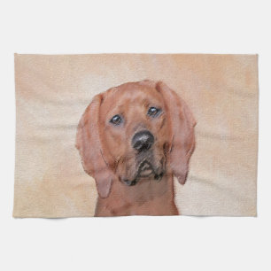 Redbone Coonhound-schildering - Kute Original Dog  Theedoek