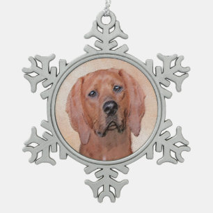 Redbone Coonhound-schildering - Kute Original Dog Tin Sneeuwvlok Ornament