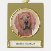 Redbone Coonhound-schildering - Kute Original Dog  Verguld Banner Ornament (Voorkant)