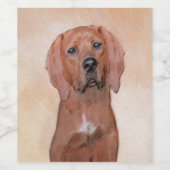 Redbone Coonhound-schildering - Kute Original Dog Wijn Etiket (Enkel label)