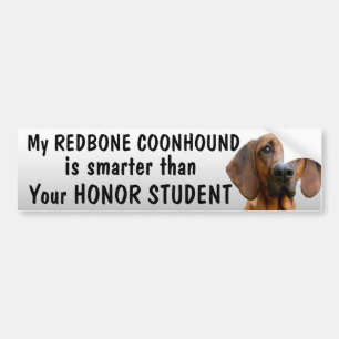 Redbone Coonhound - slimmer dan student - grappig Bumpersticker