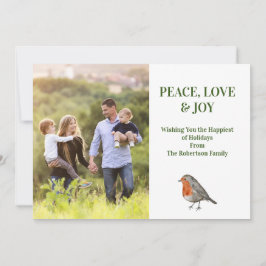 Redborst Robin Bird Modern Fotofoto Feestdagenkaart