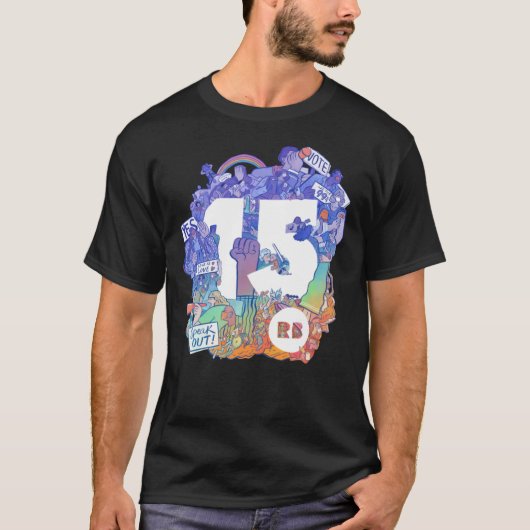 Redbubble&x27;s 15th Birthday artwork Classic T-Sh T-shirt (Voorkant)