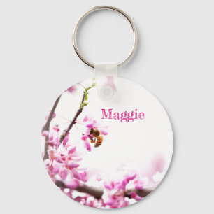 Redbud en honingbijen in Springtime Sleutelhanger