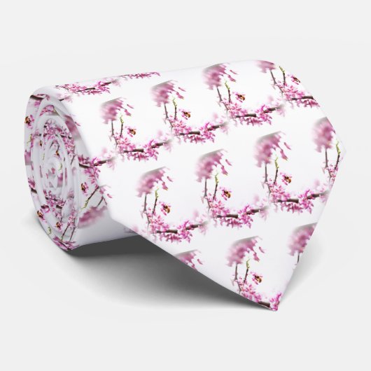 Redbud en honingbijen in Springtime Stropdas (Opgerold)