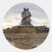 Redcar Beach and Beacon Ronde Sticker (Voorkant)