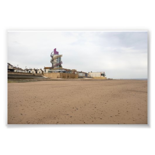 Redcar Beach en Beacon Foto Afdruk (Voorkant)