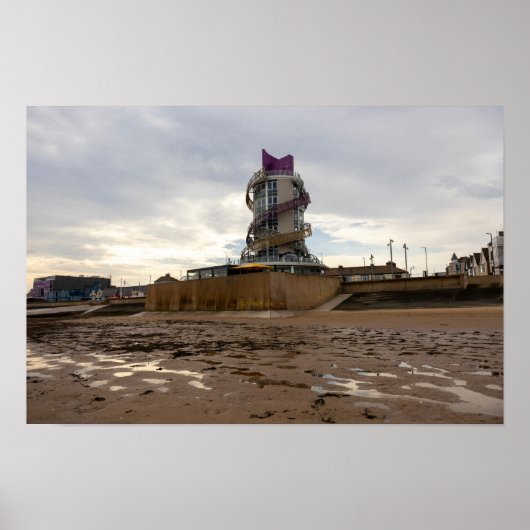 Redcar Beach en vuurtoren Poster (Voorkant)
