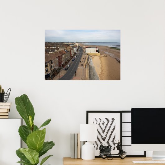 Redcar Beach vanuit de Beacon Poster (Thuiskantoor)