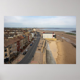 Redcar Beach vanuit de Beacon Poster
