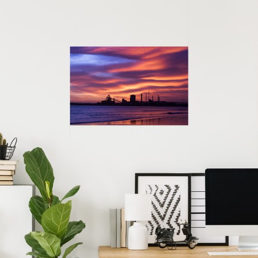 Redcar Steel Works bij Sunrise Poster (Thuiskantoor)