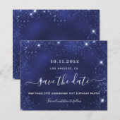 Reddatum jaardag blauwe glitter-stofbewaarder (Voorkant / Achterkant)