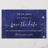 Reddatum jaardag blauwe glitter-stofbewaarder (Voorkant)