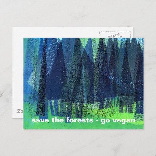 redden van de bossen - go vegan briefkaart (Voorkant / Achterkant)