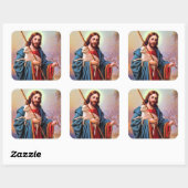  redder Jezus De herder Vierkante Sticker (Vel)