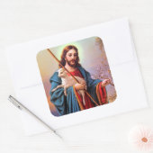  redder Jezus De herder Vierkante Sticker (Envelop)