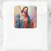  redder Jezus De herder Vierkante Sticker (Tas)