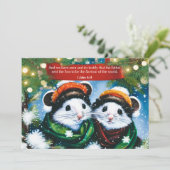 Redder van de wereld Schrift Schattigee muizenkuns Feestdagenkaart (Staand voorkant)