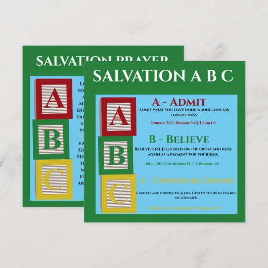 Redding abc notitiekaartje (Voorkant / Achterkant)