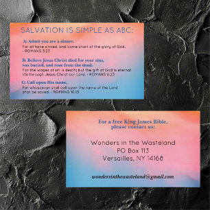 Redding ABC's Christelijke Evangelisatie Evangelie Visitekaartje