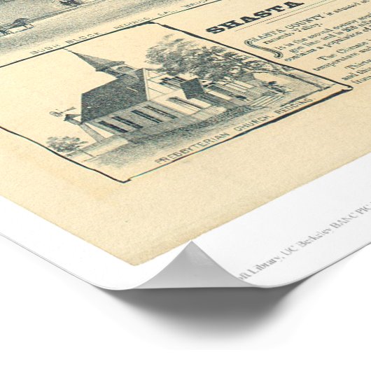 Redding, CA. Panoramische kaart (1393A) Poster (Hoek)