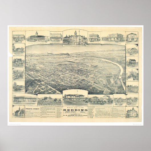 Redding, CA. Panoramische kaart (1393A) Poster (Voorkant)