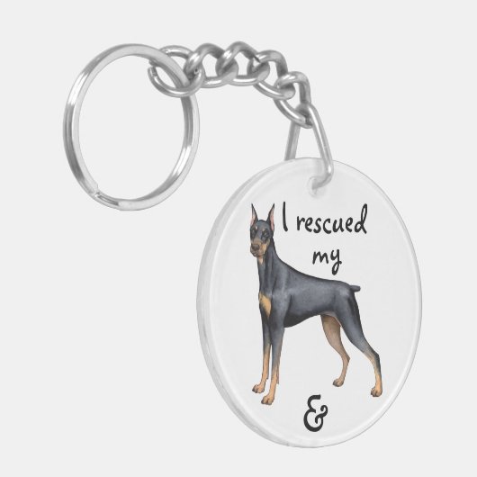 Redding Doberman Pinscher Sleutelhanger (Voorkant Links)