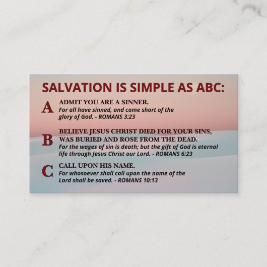 Redding Eenvoudig als ABC Christelijke evangelie o Visitekaartje (Voorkant)