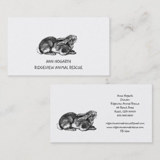 Redding en rehabilitatie van dieren visitekaartje (Voorkant / Achterkant)