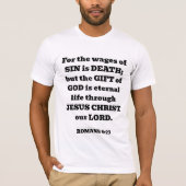 Redding God's Gratis Gift Romeinen Bijbel Vers Wit T-shirt (Voorkant)