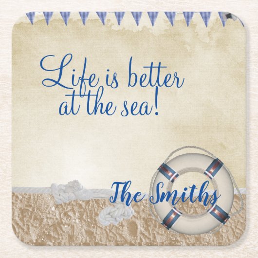 Redding op zand kartonnen onderzetters (Voorkant)