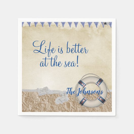 Redding op zand servet (Voorkant)