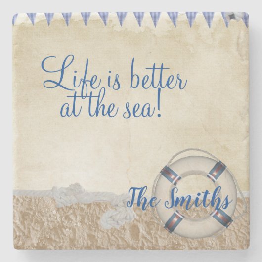 Redding op zand stenen onderzetter (Voorkant)