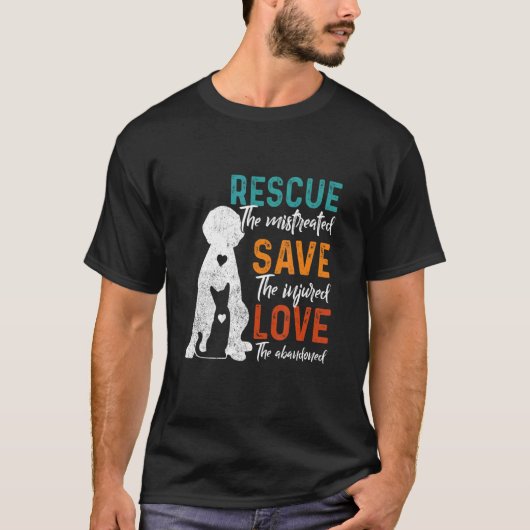 Redding sparen Liefde Dierenredding Dog Cat T-shirt (Voorkant)