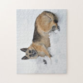 Redding van de Duitse herder in Snow Jigzaag Puzzl Legpuzzel (Verticaal)