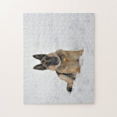 Redding van de Duitse herder in Snow Jigzaag Puzzl Legpuzzel (Verticaal)