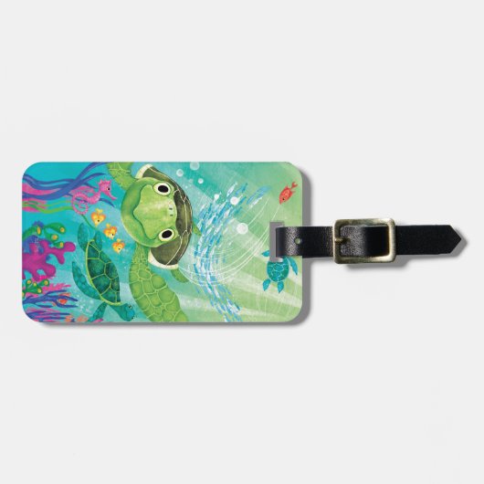 Redding van een zeeschildpad bagagelabel (Voorkant horizontaal)