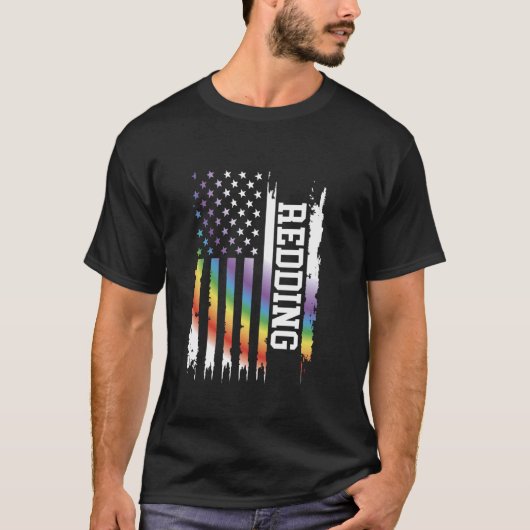 Redding Verenigde Staten Distressed Rainbow met Am T-shirt (Voorkant)