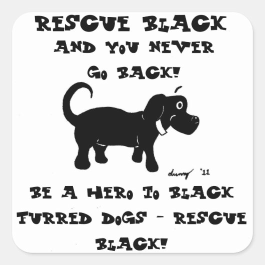 Redding zwarte honden — Set van 20 Vierkante Sticker (Voorkant)