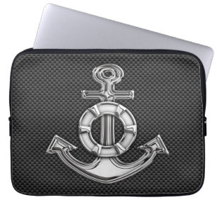 Reddingsanker op koolstofvezel stijl decor laptop sleeve