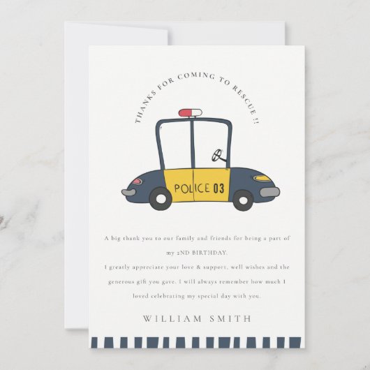 Reddingsauto van de politie van de marine Kind elk Bedankkaart (Voorkant)